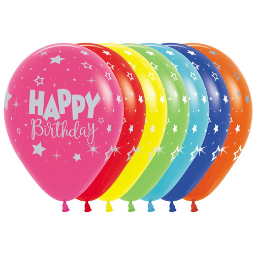 Sempertex Latexballons Happy Birthday - Metallic Ink-Silber-Mix 12 inch / 30 cm