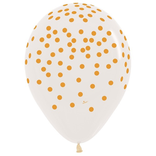 Sempertex Latexballons Weiss mit goldenem Konfetti-Aufdruck 12 inch / 30 cm