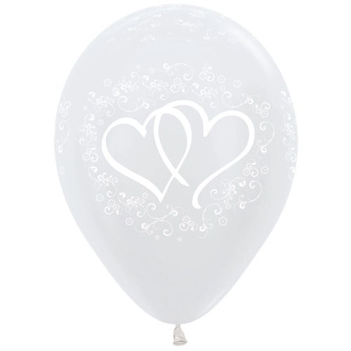 Sempertex Latexballons Verschlungene Herzen – Weiss 12 inch / 30 cm