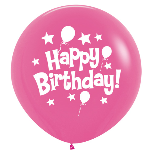 Sempertex Latexballons Happy Birthday / Fashion Solid Fuchsia Pink 36 inch / 90 cm