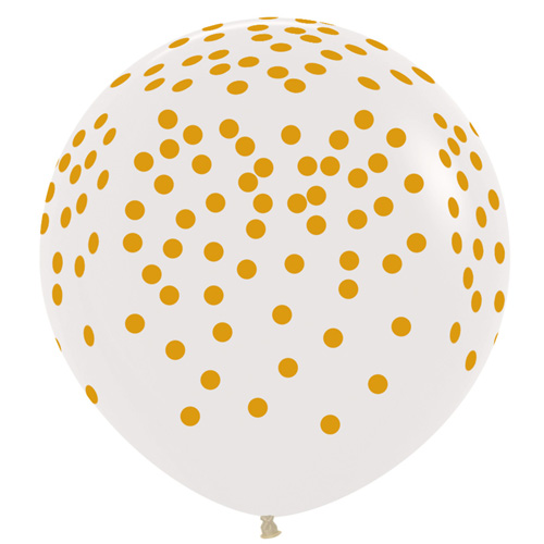 Sempertex Latexballons Weiss mit goldenem Konfetti-Aufdruck 36 inch / 90 cm