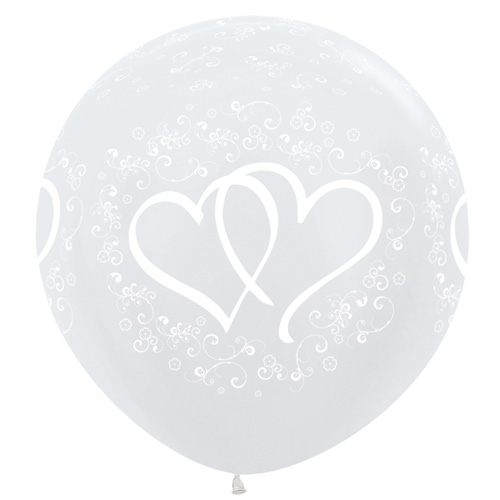 Sempertex Latexballons Verschlungene Herzen – Weiss 36 inch / 90 cm