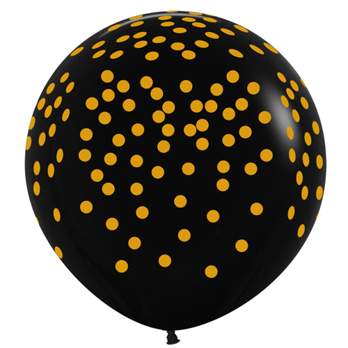 Sempertex Latexballons Schwarz mit goldenem Konfetti-Aufdruck 36 inch / 90 cm