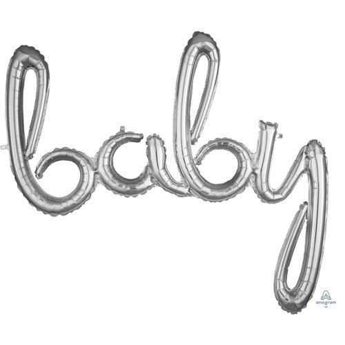 Anagram Folienballon Schriftzug baby silber